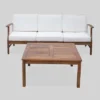 Perla 4pc Acacia Wood Sectional Sofa Set Teak/Cream - Christopher Knight Home
