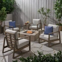 Belgian 6pc Acacia Wood Fire Conversation Set - Christopher Knight Home -Knight Outdoor Cheap Store GUEST 442f71fc a2b2 44d6 ac19 769c274e4896