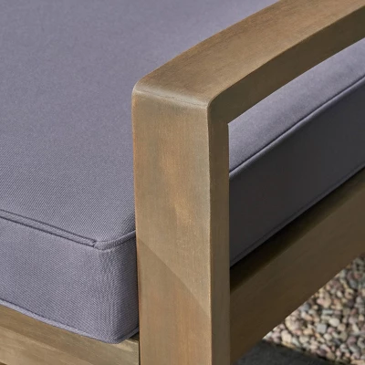 Grenada 2pc Acacia Wood Patio Chat Set - Gray/Dark Gray - Christopher Knight Home 3 Grenada 2pc Acacia Wood Patio Chat Set - Gray/Dark Gray - Christopher Knight Home - Image 3