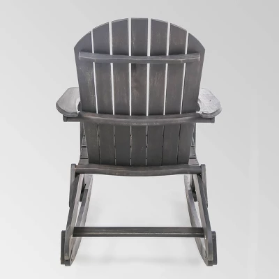 Malibu Acacia Wood Adirondack Rocking Chair Dark Gray - Christopher Knight Home 2 Malibu Acacia Wood Adirondack Rocking Chair Dark Gray - Christopher Knight Home - Image 2