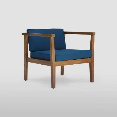 2pk Newbury Acacia Patio Club Chairs - Teak/Dark Teal - Christopher Knight Home 4 2pk Newbury Acacia Patio Club Chairs - Teak/Dark Teal - Christopher Knight Home - Image 4