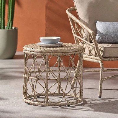 Bruce Outdoor Wicker Round Side Table Light Brown - Christopher Knight Home 2 Bruce Outdoor Wicker Round Side Table Light Brown - Christopher Knight Home - Image 2