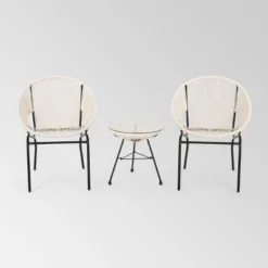 Nusa 3pc Faux Rattan Chat Set - Christopher Knight Home -Knight Outdoor Cheap Store GUEST 4bfc06a5 1dee 42c5 8795 39987940c0f3