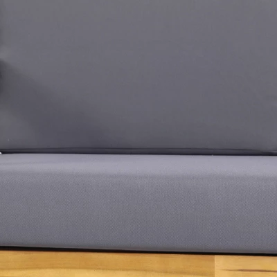 Magnolia Patio Acacia Wood 3 Seater Sofa - Teak/Dark Gray - Christopher Knight Home 4 Magnolia Patio Acacia Wood 3 Seater Sofa - Teak/Dark Gray - Christopher Knight Home - Image 4