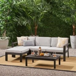 5pc Santa Ana Acacia Wood Patio Sofa Sectional Set - Christopher Knight Home -Knight Outdoor Cheap Store GUEST 4d9407fb 5b29 44f6 937d 539eceb41e46