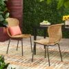 Spinnaker Set Of 2 Wicker Boho Dining Chairs - Light Brown - Christopher Knight Home