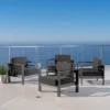 Cape Coral Set Of 4 Aluminum Club Chair - Gray/Dark Gray - Christopher Knight Home