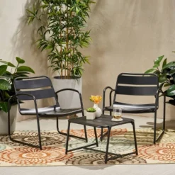 Cowan 3pc Iron Modern Chat Set - Christopher Knight Home