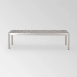 Cape Coral Aluminum Modern Dining Bench - Christopher Knight Home -Knight Outdoor Cheap Store GUEST 508a5900 8a66 4577 a253 1b4e1e2e171a