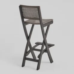 Polaris 3pc Wood And Wicker 26" Square Bar Set Dark Gray - Christopher Knight Home -Knight Outdoor Cheap Store GUEST 51405a9c 60c4 4a4f a496 83d978d2b0e5
