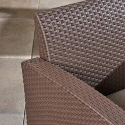 Bedrock 3pc Faux Wicker Chat Set With Fire Pit - Brown/Beige - Christopher Knight Home -Knight Outdoor Cheap Store GUEST 536d4507 3d82 4ac3 a67a 8fc6c87797fb