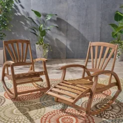 Sunview 3pc Acacia Wood Recliner Rocking Chair Set - Teak - Christopher Knight Home -Knight Outdoor Cheap Store GUEST 53c74d98 6dc1 4cd5 8688 48aef386b2f0
