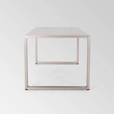 Navan Rectangle Aluminum 70" Dining Table Silver - Christopher Knight Home 4 Navan Rectangle Aluminum 70" Dining Table Silver - Christopher Knight Home - Image 4