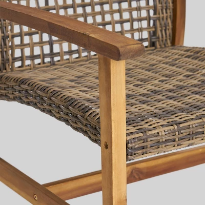 Breakwater 5pc Wood & Wicker Patio Chat Set With Fire Pit - Natural/Gray/Brown - Christopher Knight Home 4 Breakwater 5pc Wood & Wicker Patio Chat Set With Fire Pit - Natural/Gray/Brown - Christopher Knight Home - Image 4