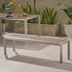 Cape Coral Aluminum Modern Dining Bench - Christopher Knight Home -Knight Outdoor Cheap Store GUEST 557598f1 c8b9 44d1 92c6 8f80ef2522a5