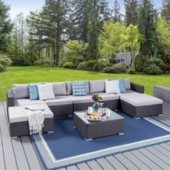 Santa Rosa 8pc Wicker Sectional Seating Set - Gray/Silver - Christopher Knight Home -Knight Outdoor Cheap Store GUEST 5595cd50 f918 4db3 8cfd 470ddf534c44