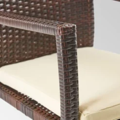 Villa 9pc Wood And Wicker Expandable Dining Set Brown And Cream - Christopher Knight Home -Knight Outdoor Cheap Store GUEST 56110cf1 6c57 43ad bb4f 3902dcce80a5