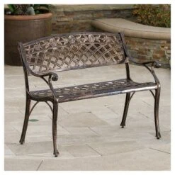 Hamilton Cast Aluminum Patio Bench- Copper - Christopher Knight Home -Knight Outdoor Cheap Store GUEST 58491ce1 6f98 49b1 96a3 cf2195eb70f0
