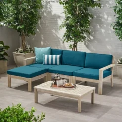 5pc Santa Ana Acacia Wood Patio Sofa Sectional Set - Christopher Knight Home -Knight Outdoor Cheap Store GUEST 58d0cfa4 cac0 4bbd b62c 697b16c21136