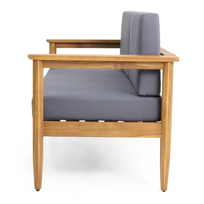 Magnolia Patio Acacia Wood Loveseat - Teak/Dark Gray - Christopher Knight Home 4 Magnolia Patio Acacia Wood Loveseat - Teak/Dark Gray - Christopher Knight Home - Image 4