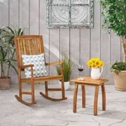Arcadia 2pc Acacia Wood Rocking Chair And Side Table Set Teak - Christopher Knight Home -Knight Outdoor Cheap Store GUEST 5ae8c7f0 2b1b 473b b088 5713b84d0bcc