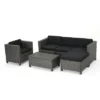 Puerta 6pc Wicker L-Shaped Sectional Sofa Set - Black/Gray - Christopher Knight Home