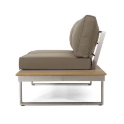 Sterling 4pc Outdoor Aluminum V Shaped 5 Seater Sofa With Cushions - Khaki/Natural - Christopher Knight Home -Knight Outdoor Cheap Store GUEST 5ead9e38 907b 4b4d 995f 20ab0cd79a90