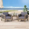 Linwood 2pk Outdoor Acacia Wood Club Chairs With Wicker Accents - Gray/Dark Gray - Christopher Knight Home