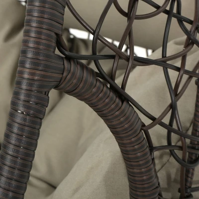 Kyle Indoor/Outdoor Hanging Basket Chair - Brown/Khaki - Christopher Knight Home 3 Kyle Indoor/Outdoor Hanging Basket Chair - Brown/Khaki - Christopher Knight Home - Image 3