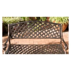 Cozumel Cast Aluminum Patio Bench - Antique Copper - Christopher Knight Home -Knight Outdoor Cheap Store GUEST 62078412 91a5 440e 8a33 d149d63df30c