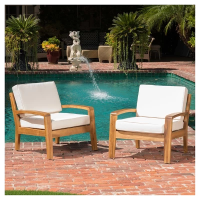 Grenada Set Of 2 Wooden Club Chairs With Cushions - Christopher Knight Home 1 Grenada Set Of 2 Wooden Club Chairs With Cushions - Christopher Knight Home