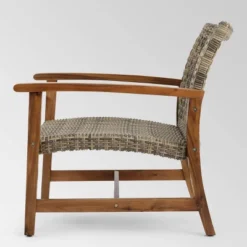 Hampton 4pk Wicker Mid-Century Club Chairs - Natural/Gray - Christopher Knight Home -Knight Outdoor Cheap Store GUEST 63abab3d abda 494a 93d6 1fba4c1453f6