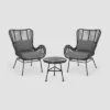 3pc Acuna Wicker Patio Chat Set Gray - Christopher Knight Home