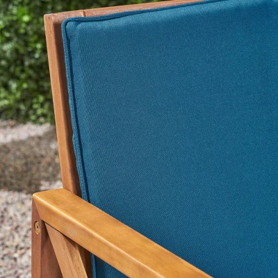 Andora 2pc Acacia Wood Loveseat Set - Brown/Dark Teal - Christopher Knight Home 2 Andora 2pc Acacia Wood Loveseat Set - Brown/Dark Teal - Christopher Knight Home - Image 2