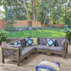 Brava 5pc Acacia Sectional Sofa Set - Christopher Knight Home -Knight Outdoor Cheap Store GUEST 643c0ad6 2e88 4127 ae97 4e5bc2499909