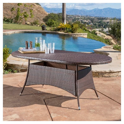 Corsica Oval Wicker Dining Table - Multi Brown - Christopher Knight Home 2 Corsica Oval Wicker Dining Table - Multi Brown - Christopher Knight Home - Image 2