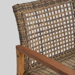 Augusta 5pc Wood & Wicker Chat Set With Fire Pit - Natural/Gray/Light Gray - Christopher Knight Home -Knight Outdoor Cheap Store GUEST 66231694 51a9 42ba b5ab f57434cdec1c 1