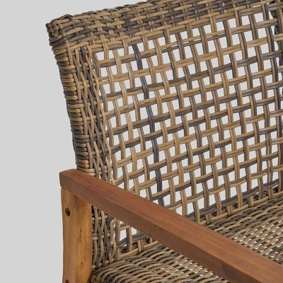 Augusta 5pc Wood & Wicker Chat Set With Fire Pit - Natural/Gray/Dark Gray - Christopher Knight Home 7 Augusta 5pc Wood & Wicker Chat Set With Fire Pit - Natural/Gray/Dark Gray - Christopher Knight Home - Image 7