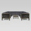 Brava 9pc Acacia Sectional Sofa Set - Gray/Dark Gray - Christopher Knight Home