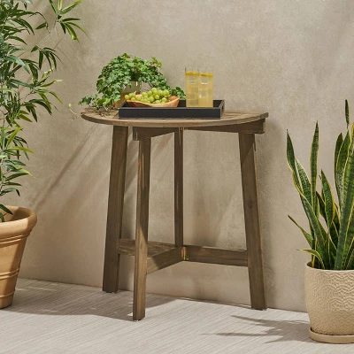 Westmount Half-Round Acacia Patio Bistro Table Gray - Christopher Knight Home 1 Westmount Half-Round Acacia Patio Bistro Table Gray - Christopher Knight Home
