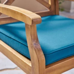 Juniper 7pc Acacia Wood Dining Set - Teak/Blue - Christopher Knight Home -Knight Outdoor Cheap Store GUEST 6b46988b 50fb 4405 9266 3a63e4eced45