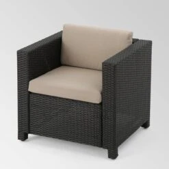 Puerta 5pc Wicker Sofa Chat Set - Dark Brown/Beige - Christopher Knight Home -Knight Outdoor Cheap Store GUEST 6b8bfd8d d72d 43f8 99ee 850300b86ddd