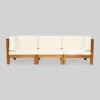 Oana 3pc Acacia Wood Patio Modular Sofa - Teak/Beige - Christopher Knight Home