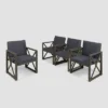 Andora 4pk Acacia Wood Club Chairs - Gray/Dark Gray - Christopher Knight Home