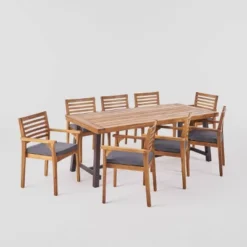 Atlantic 9pc Acacia Wood Dining Set - Christopher Knight Home -Knight Outdoor Cheap Store GUEST 6de2ebd7 dae3 4212 9398 bb7018c5b089
