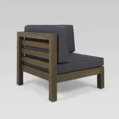 Oana 5pc Acacia Wood V-Shaped Sectional Sofa Set - Gray/Dark Gray - Christopher Knight Home -Knight Outdoor Cheap Store GUEST 6e03ff39 e1ad 4263 8240 4cef1a2c3580