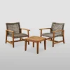 3pc Hampton Wood And Wicker Patio Set - Christopher Knight Home