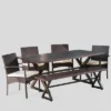 Palermo 6pc Aluminum & Wicker Patio Dining Set - Brown - Christopher Knight Home