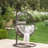 Layla Indoor/Outdoor Hanging Basket Chair - Brown/Khaki - Christopher Knight Home