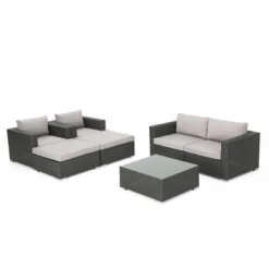 Santa Rosa 7pc Wicker Chat Set - Gray/Silver - Christopher Knight Home
